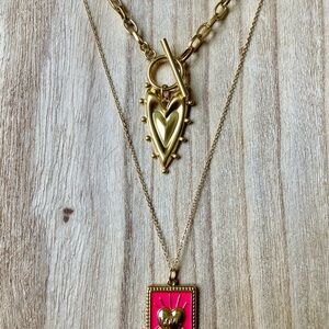 Stainless steel gold plated ALL ABOUT HEARTS necklaces set (2 pcs)